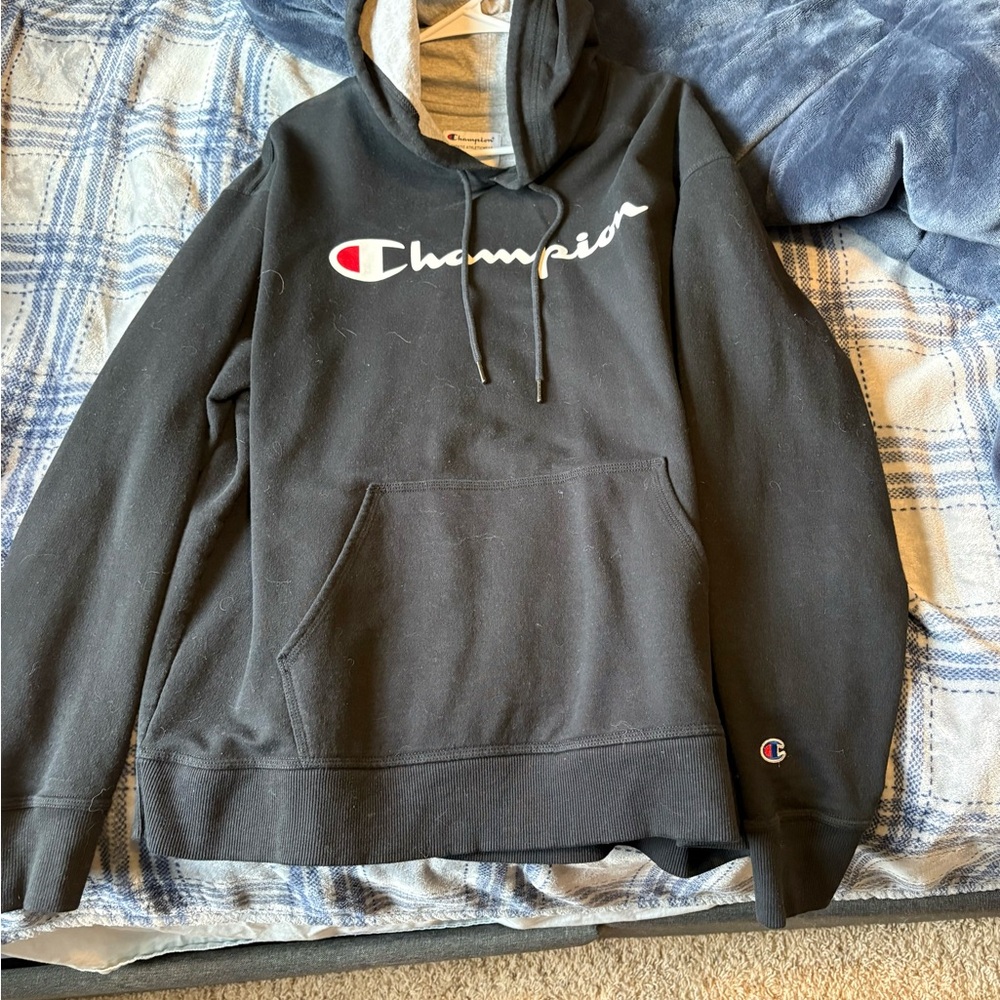 Champion Gray Crewneck Sweatshirt with Script Logo Tag